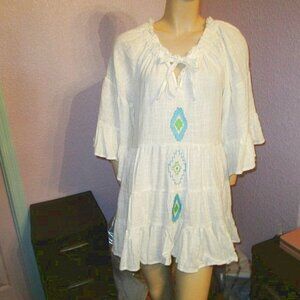 Gypsy Tiered Peasant Top Size M Embroidered Gauze Fairy Angelcore Ethereal NWT